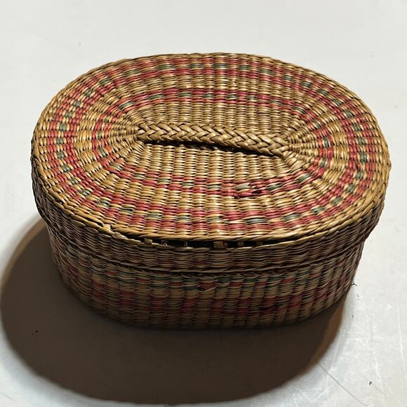 Vtg Handwoven Oval Sweetgrass Nesting Baskets Set of 4 Lidded Boho Storage READ - Picture 13 of 13